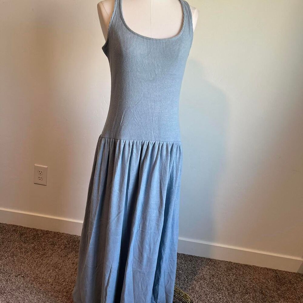 NWT universal threads blue maxi drop waist ribbed dress. Size small. - Picture 5 of 5